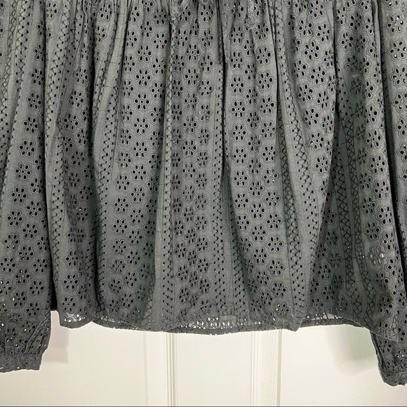 Madewell Eyelet Lace Double Tie Peasant Top in Black Size M - Picture 6 of 11
